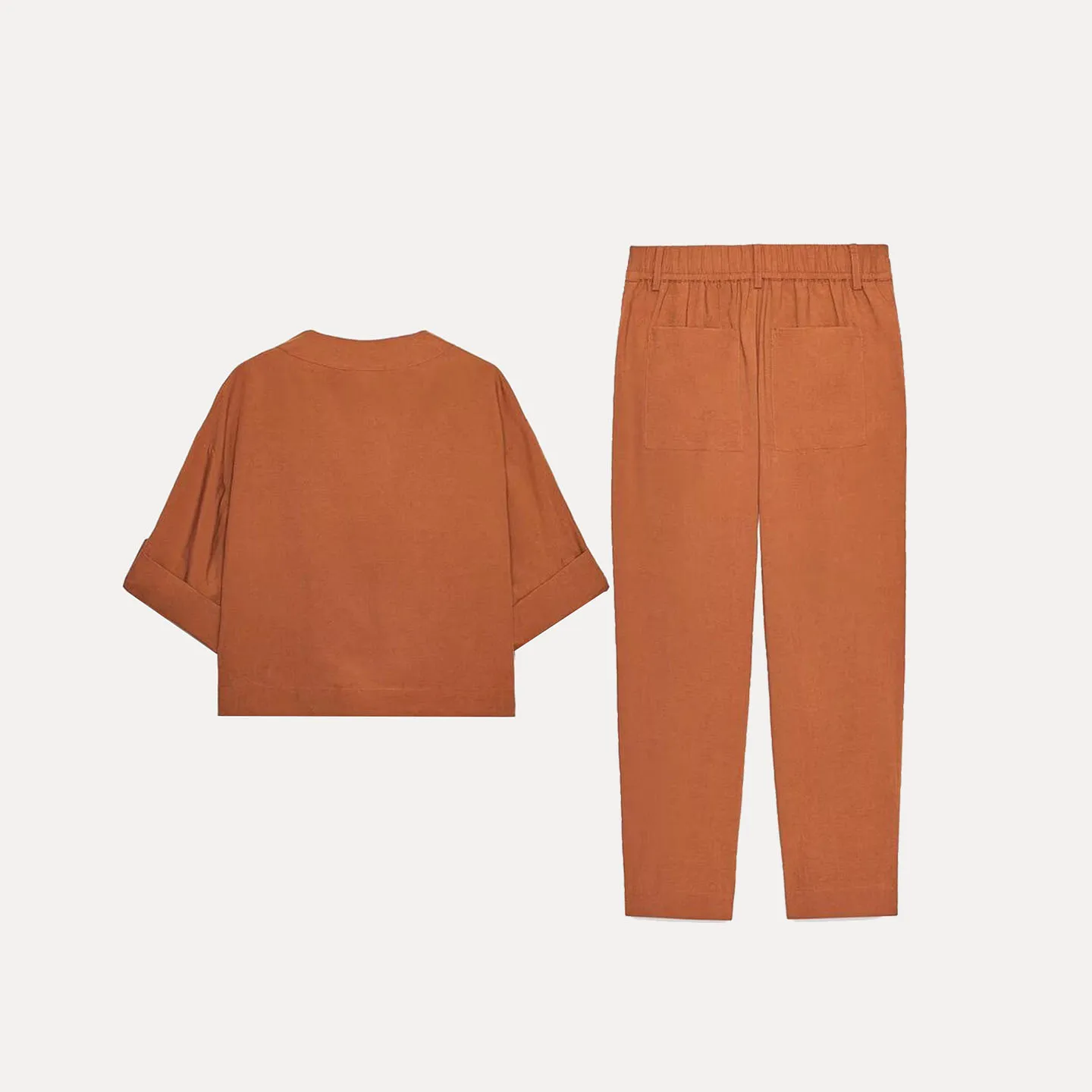 Z Women's Summer 2025 Casual V-Ne ort Sve Jaet And Pants Set Comfortable Breathable Faion Outfit for Adults