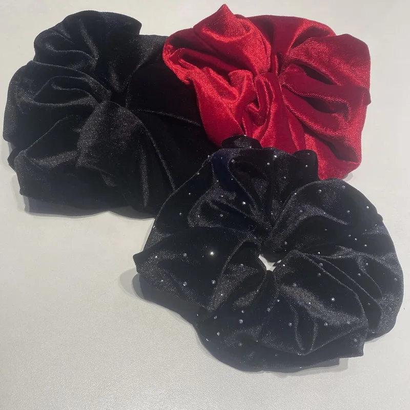 Korea Samt Scrunchie Übergröße für Frauen rotes Haar Gummibänder Mädchen elastisches großes Haargummi Erwachsene Maxi Scrunchies Haarschmuck – Detail 8