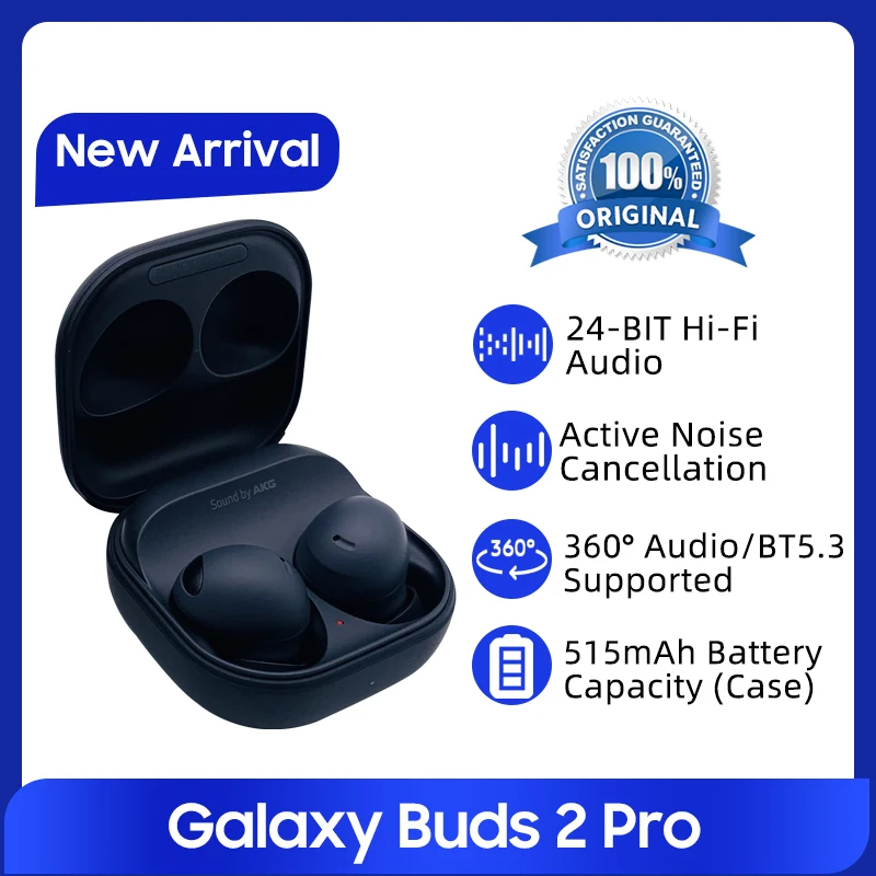 Samsung-Galaxy Buds 2 Pro, Cancelamento de Ruído Ativo, Bluetooth, Sem Fio, Hi-Fi Sound, Original, Galaxy S24