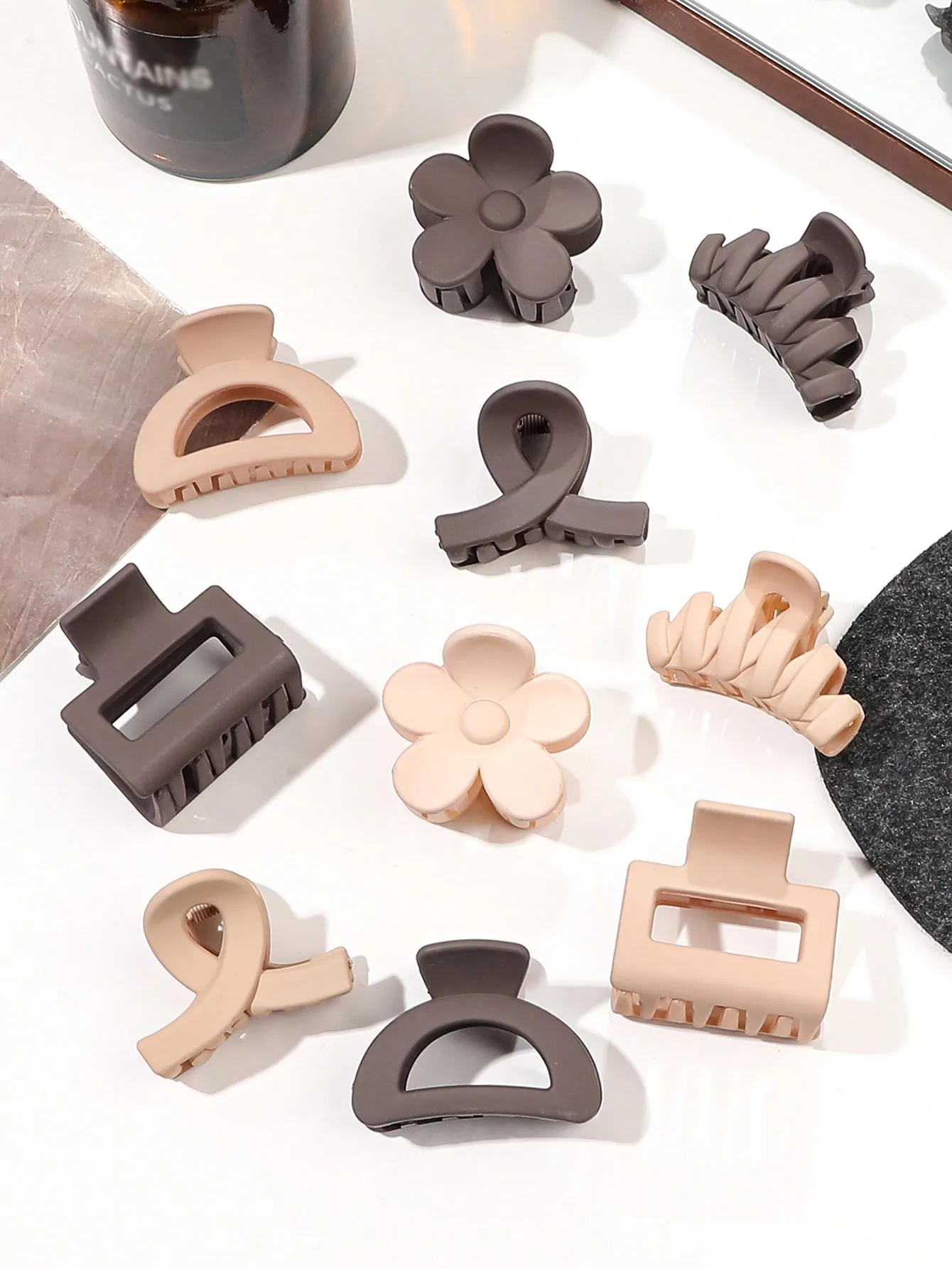 10 Stück mehrfarbige kleine Haarklammern, niedliche Blumen, rutschfeste Kieferklammern, 5 Stile, Bananenklammern, Haarschmuck für Frauen und Mädchen – Detail 1