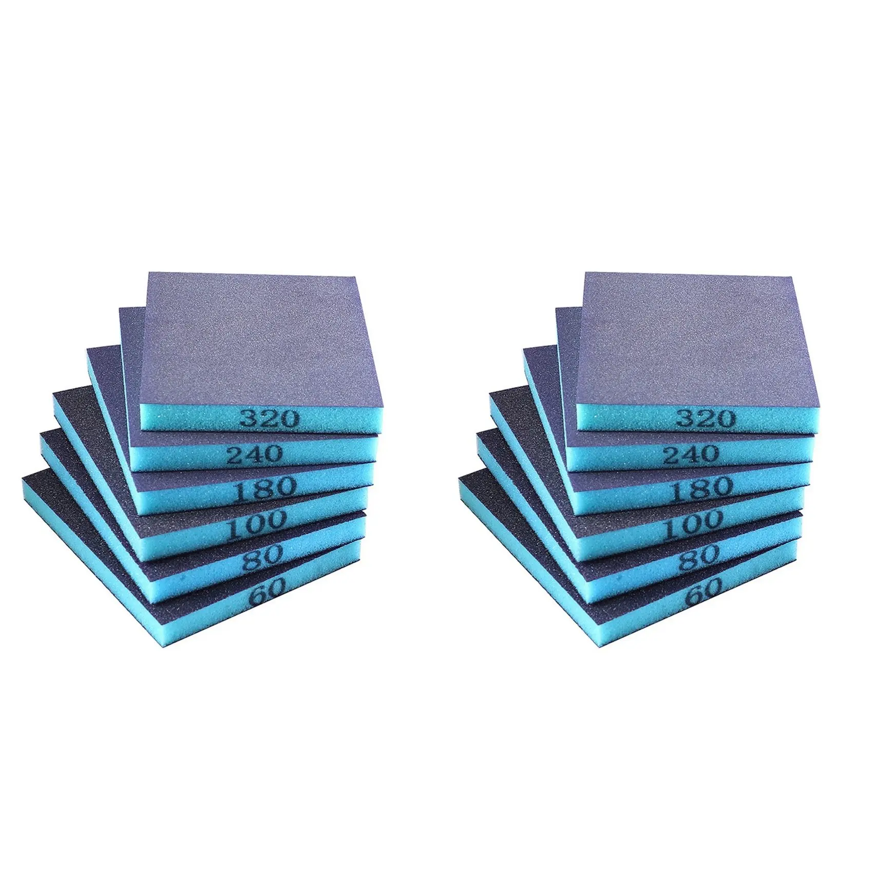 PZHI-12Pcs Sanding Sponge, 60/80/100/180/240/320 Grit, Double Sided Sanding Block, Wet And Dry Dual Use For Wood Metal Wall