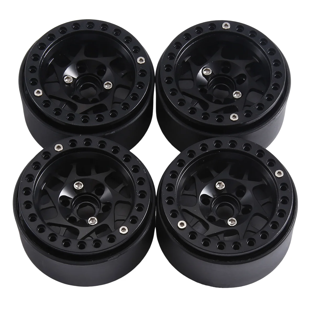 

4PCS 1.9Inch Metal Beadlock Wheel Hub Rim for 1/10 RC Crawler Car TRX4 Axial SCX10 RedCat Gen8,Black