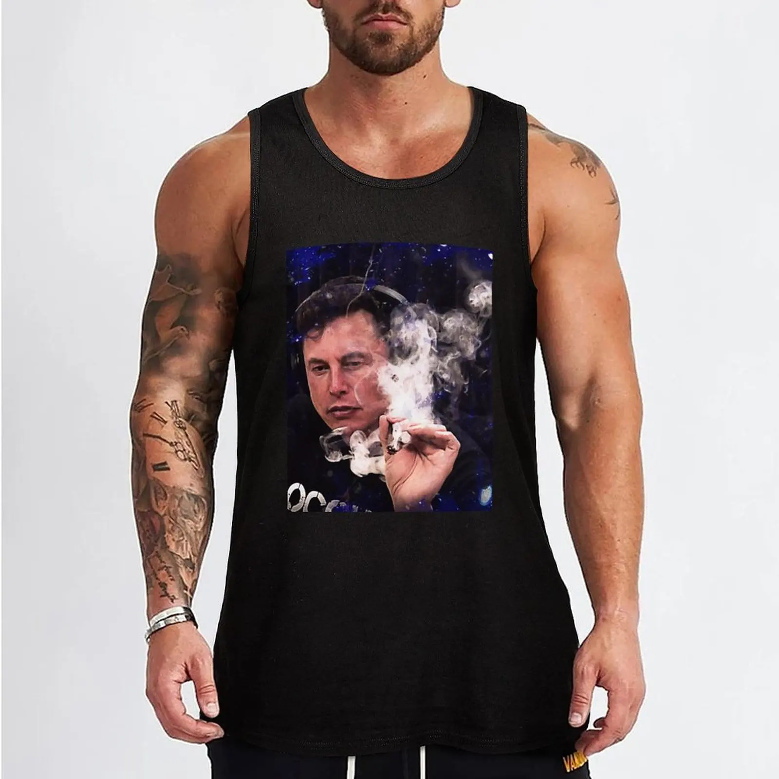 Elon Musk smoking Tank Top sleeveless man shirts muscle t-shirt Men's summer clothes 2025