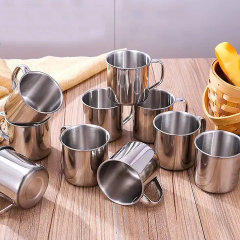 Stailess Steel Childrens Water Cup  Anti scalding mouth with Handle Portable Milk Tea Drinking Cup Kindergarten home anti fall