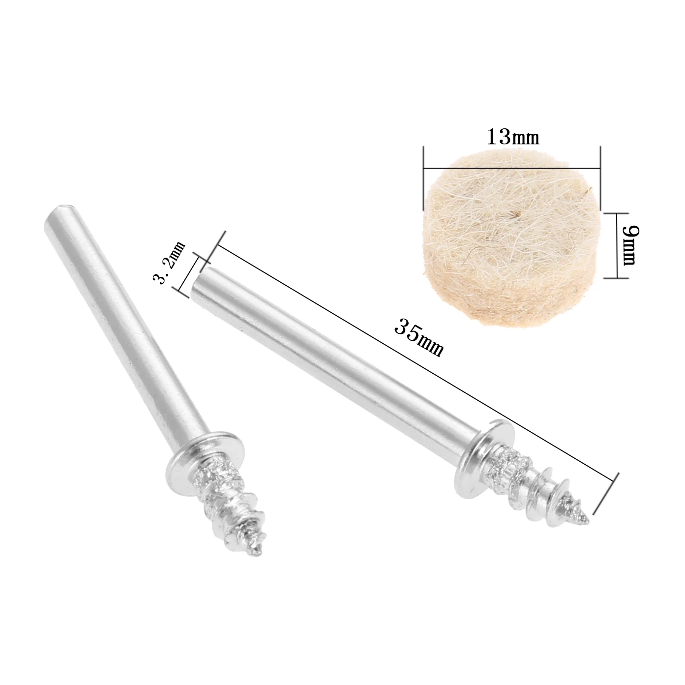 DRELD 100 Chiếc 13Mm Len Nỉ Đánh Bóng Buffing Pad 2Pc 3.2Mm Mandrels Phù Hợp Với Đánh Bóng Dremel Bánh Xe xay ĐỆM PHỒNG Dụng Cụ Xoay