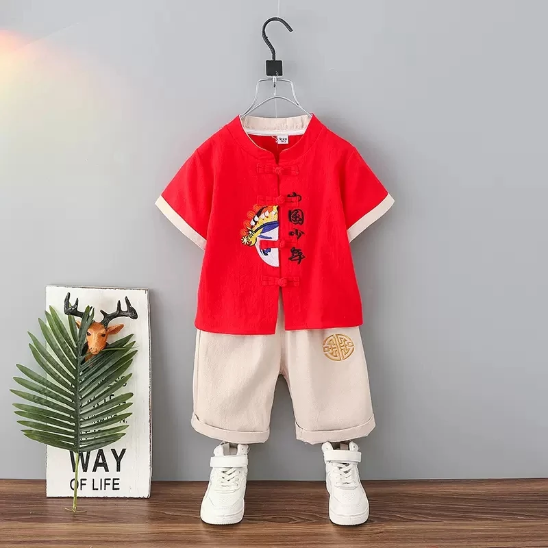 Children's Hanbok Boys Summer Thin Section 2022 New Baby Kindergarten Section Ancient Style Handsome Chinese Style Tang Suit