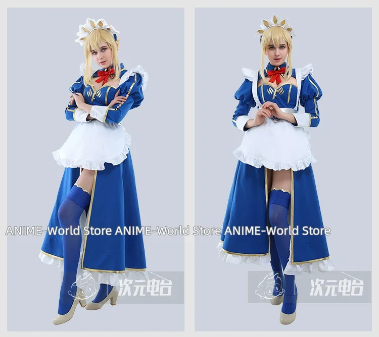 Fate Grand Order Lancer Artoria Pendragon Maid Blue Dress Girls Party Gift Dress Halloween Adult Suit Cosplay Costume