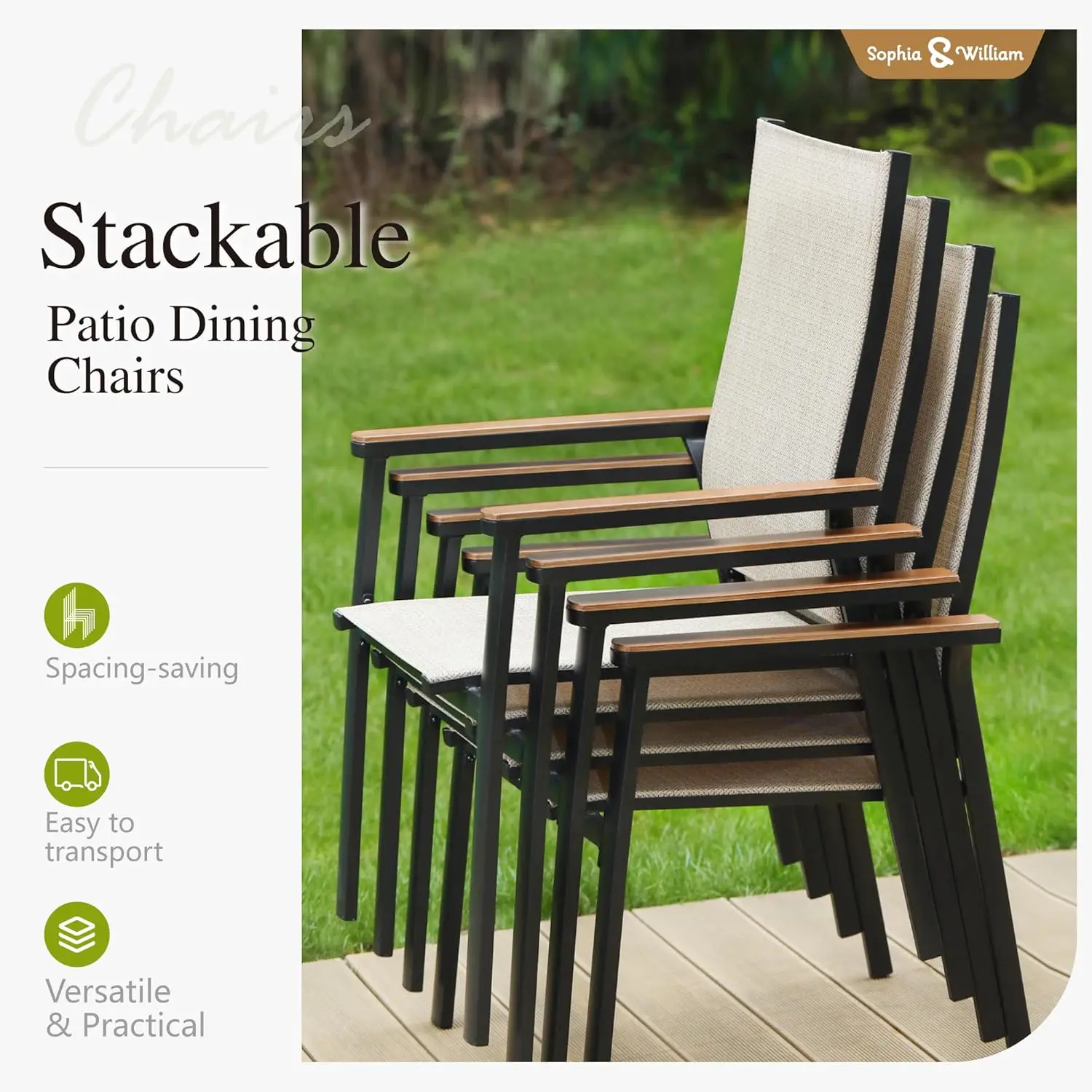 #7pc Aluminum Patio Dining Set,Stackable Chairs & 60x38in Metal Table for Garden Lawn,Customized