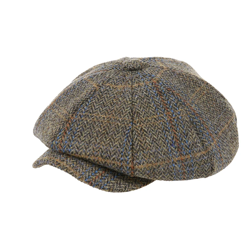 

Newsboy Hat 60% Wool Men Berets Grey Herringbone Flat Caps Women British Painters Hat Autumn Winter hats Octagonal Cap BJM42