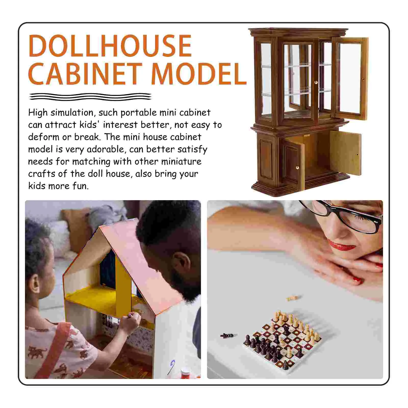 Miniature Furniture Cabinet Ornament House for Crafts Kitchen Miniatures Kids Bookshelf