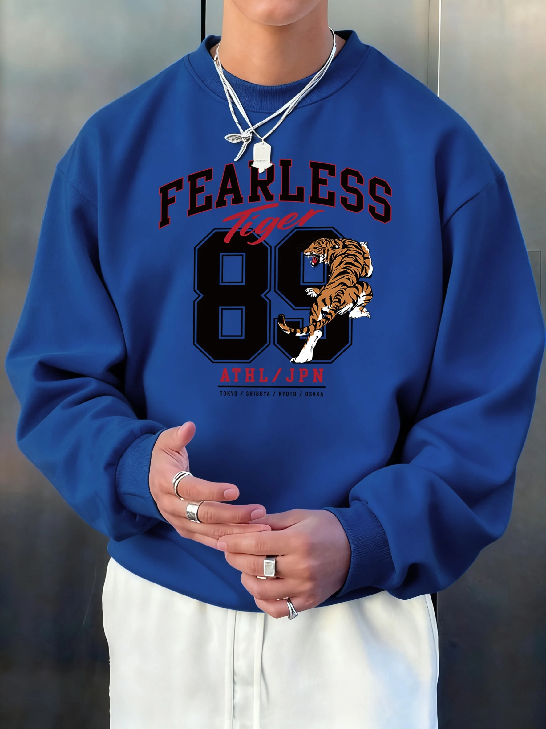 

Мужская спортивная одежда с принтом Tokyo Fearless Tiger 89, модная многоцветная толстовка, повседневный пуловер, флисовый свободный унисекс с длинным рукавом