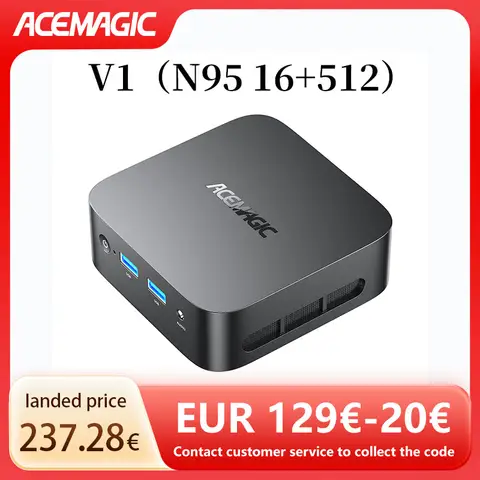 ACEMAGIC V1 Mini PC Intel Alder Lake-N95 RAM 16GB SSD 512GB M.2 SSD Mini PC Desktop PC (4C/4T up to 3.4GHz) Mini PC