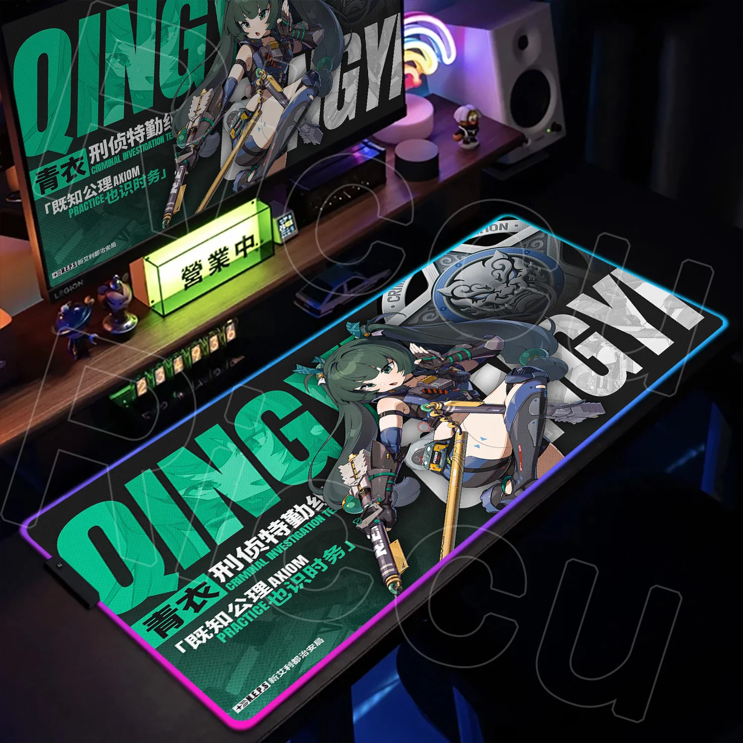 

Gaming RGB Mousepad Zenless Zone Zero Qingyi LED Glowing Mice Mat Large Gamer Backlight Table Pad Computer Non-slip Keyboard Mat