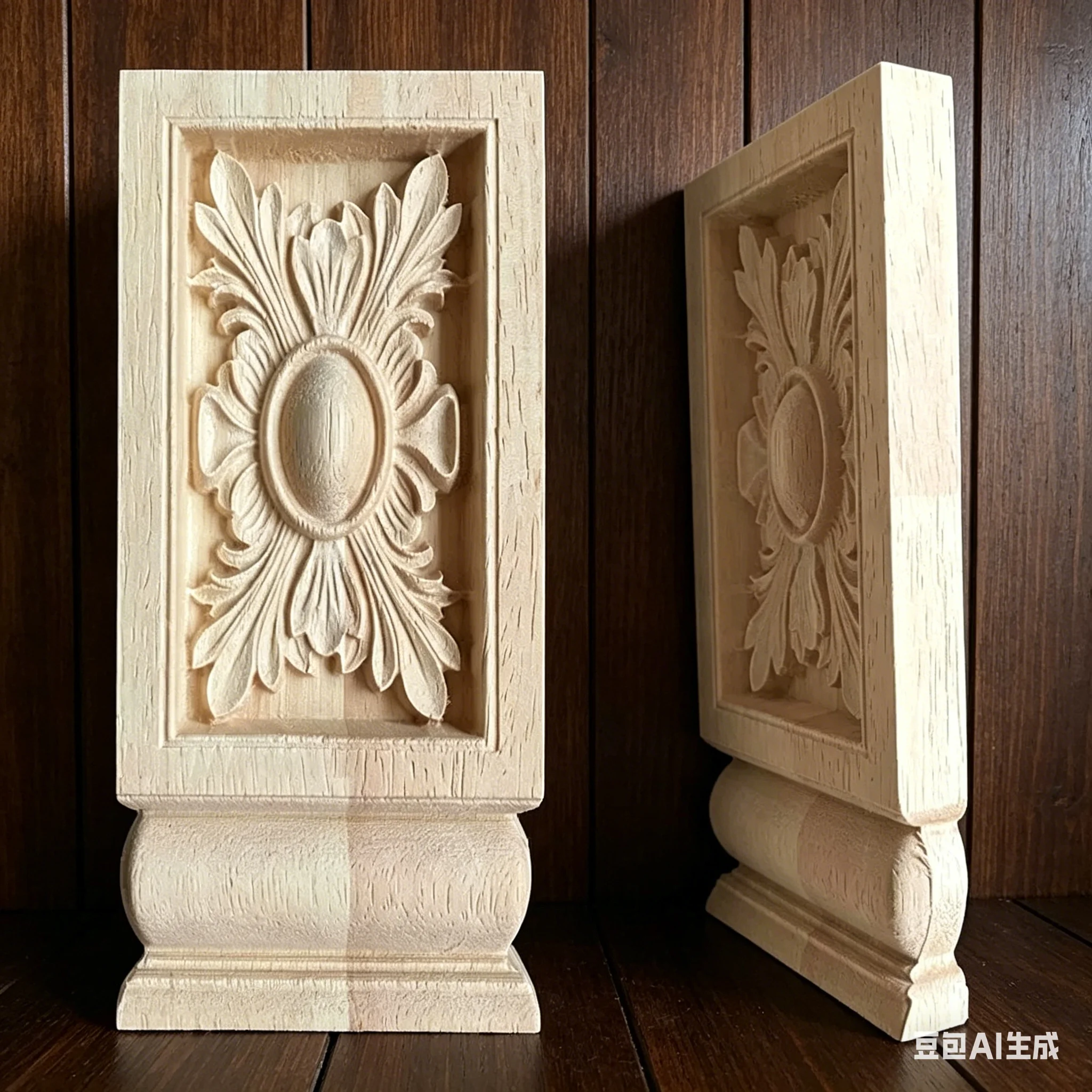 

2PCS 10-23cm Exquisite Classic Rubber Wood Carved Applique Furniture Natural Decal Wood Color Home Decor Decoration Accessories