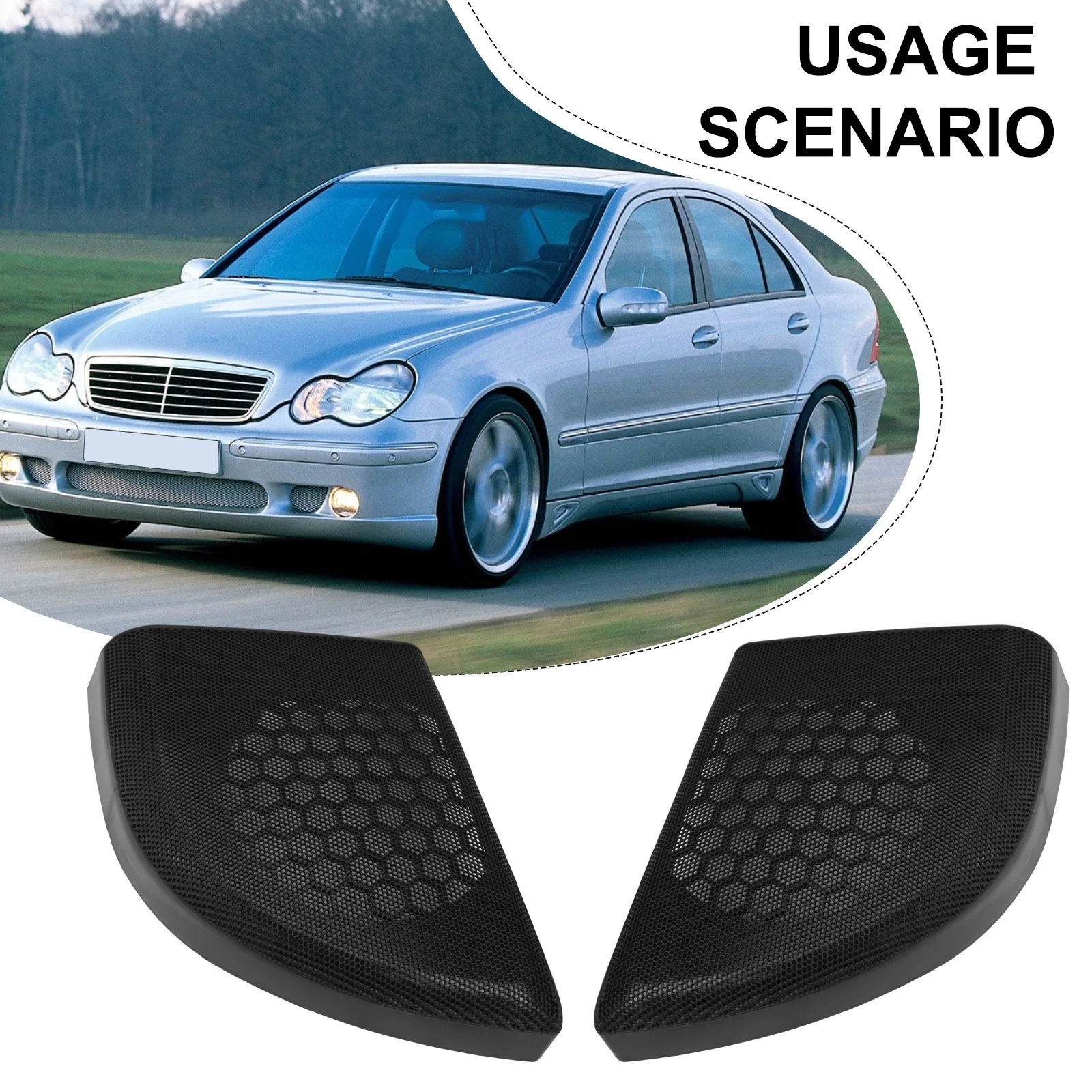 2pcs Black Abs A20372704889051 A20372703889051 For CL203 C Class  For Coupe Left+ Right Hand Door Speaker Cover Accessories