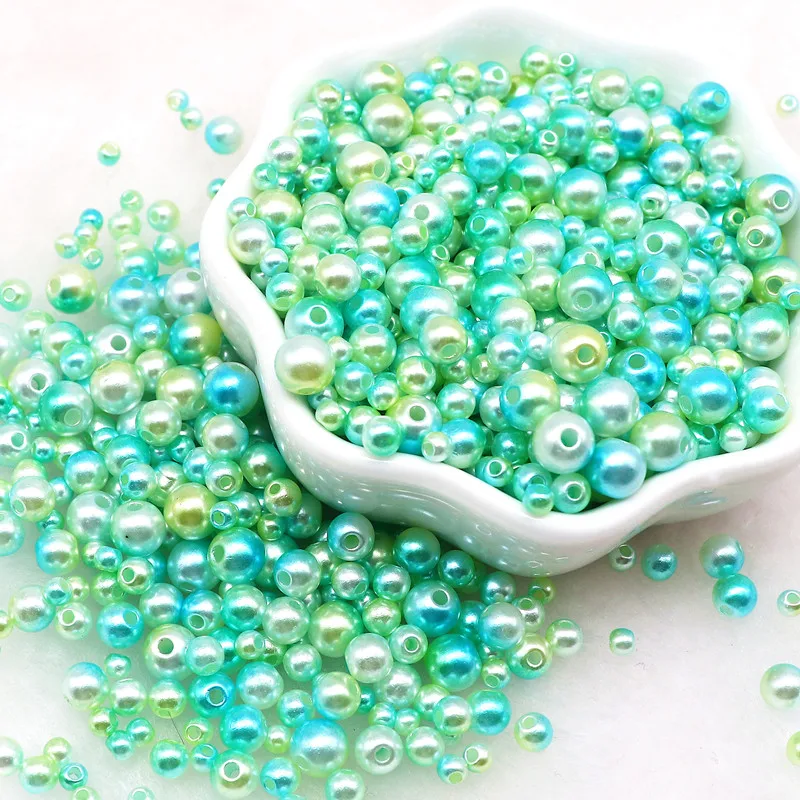 MIX Size 3mm-10mm Gradients Mermaid Pearls Beads Round Loose Acrylic Beads Diy Hairpin Clothing Handmade Sweing Accessories 20g