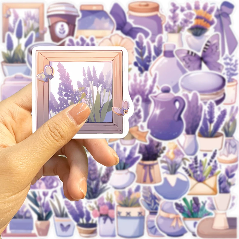 10/30/50PCS Kawaii Lavender PVC Sticker Aesthetic Hand Accounting Tools DIY Decoration Scrapbooking Stationery Supplies for Kids