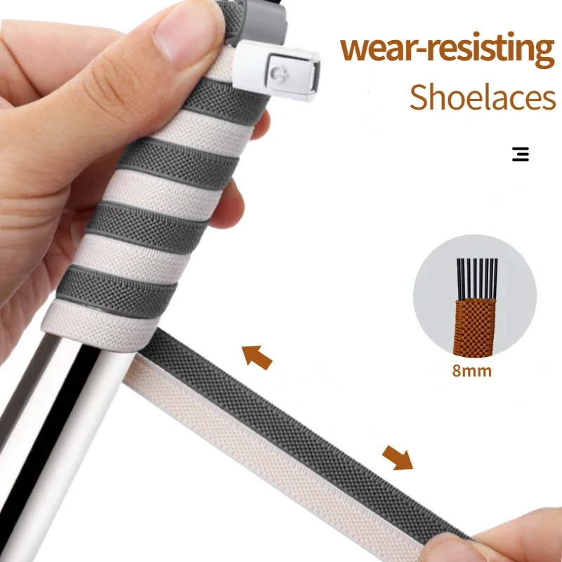 New Without Ties Elastic Laces No Tie Shoe Laces Press Lock Shoelaces Sneaker Kids Adult 8MM Widened Flat Shoelace for Shoes