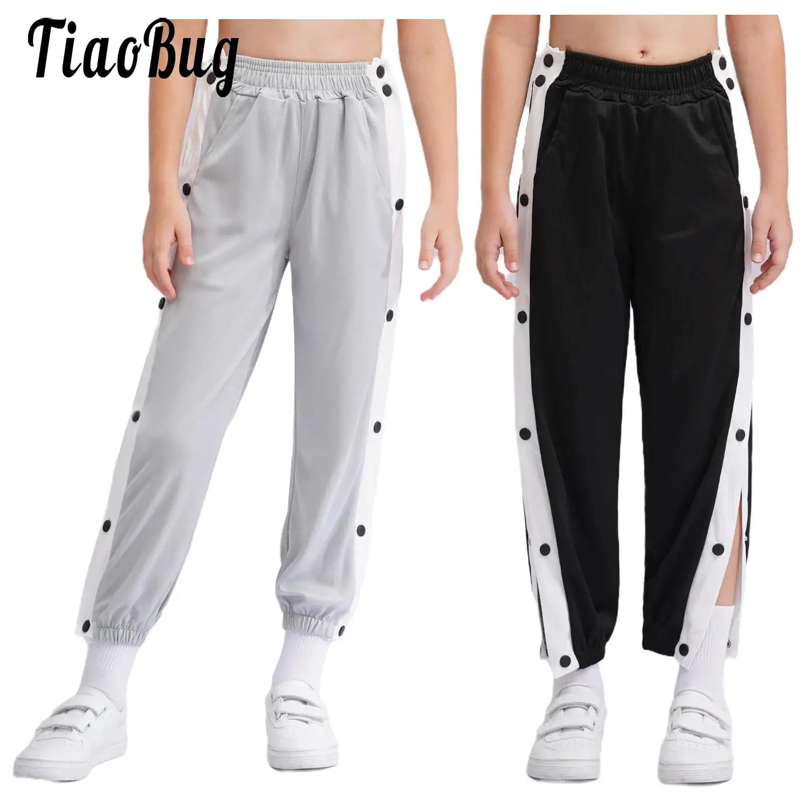 

Kids Boys Loose Fit Tear Away Basketball Pants High Side Split Trousers Workout Running Casual Sweatpants with Pockets for 3-16Y