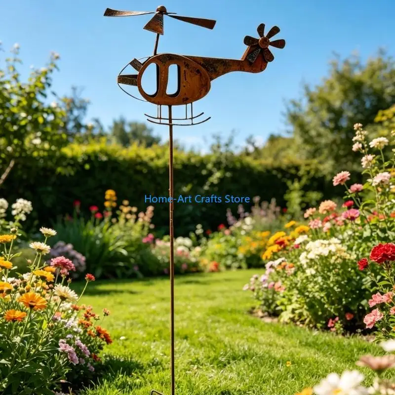 Y3NA Helicopter Yard Piece Stake Spinner Propeller for Home Garden and Lawn Display