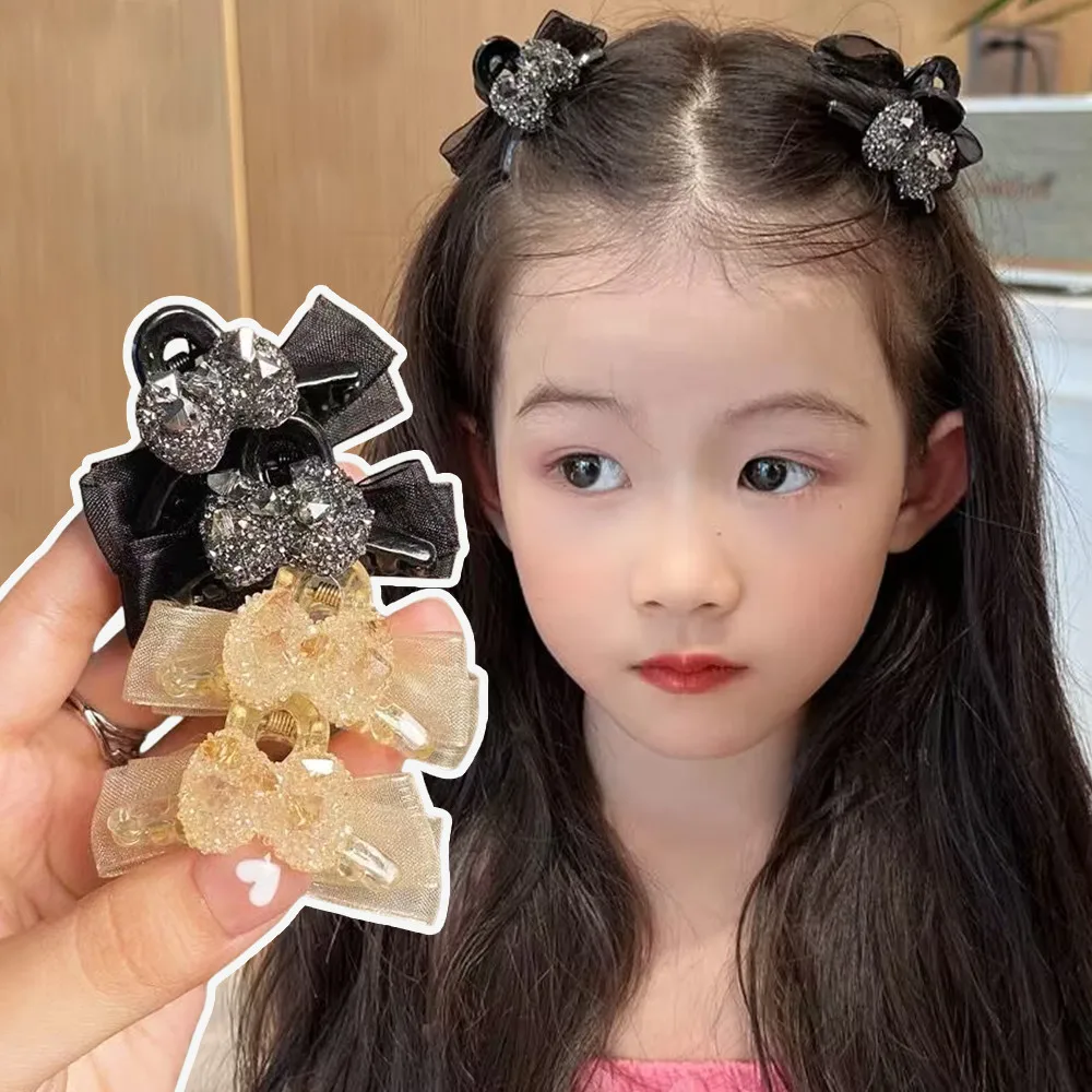 

Роскошные заколки для волос со страбетином, мини-размер, сетчатые заколки с бантом, детские заколки для укладки волос