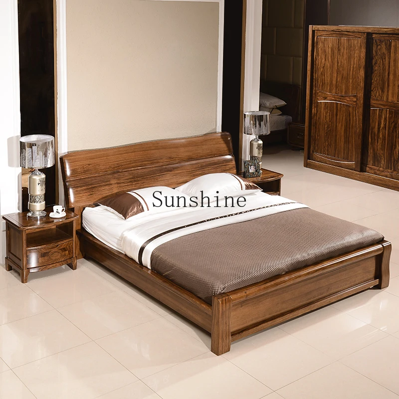 All solid wood new Chinese bed 1.8 meters air pressure high box double bed