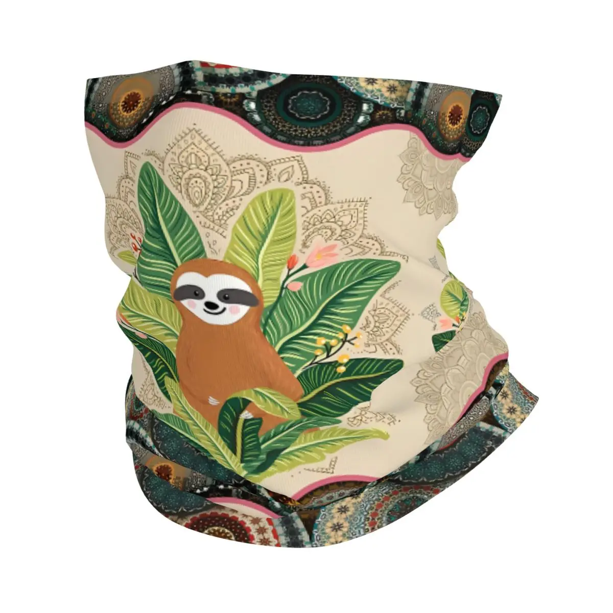 Sloth Vintage Mandala Thin Bandana Neck Gaiter Wrap Scarf Headband Neck Cover