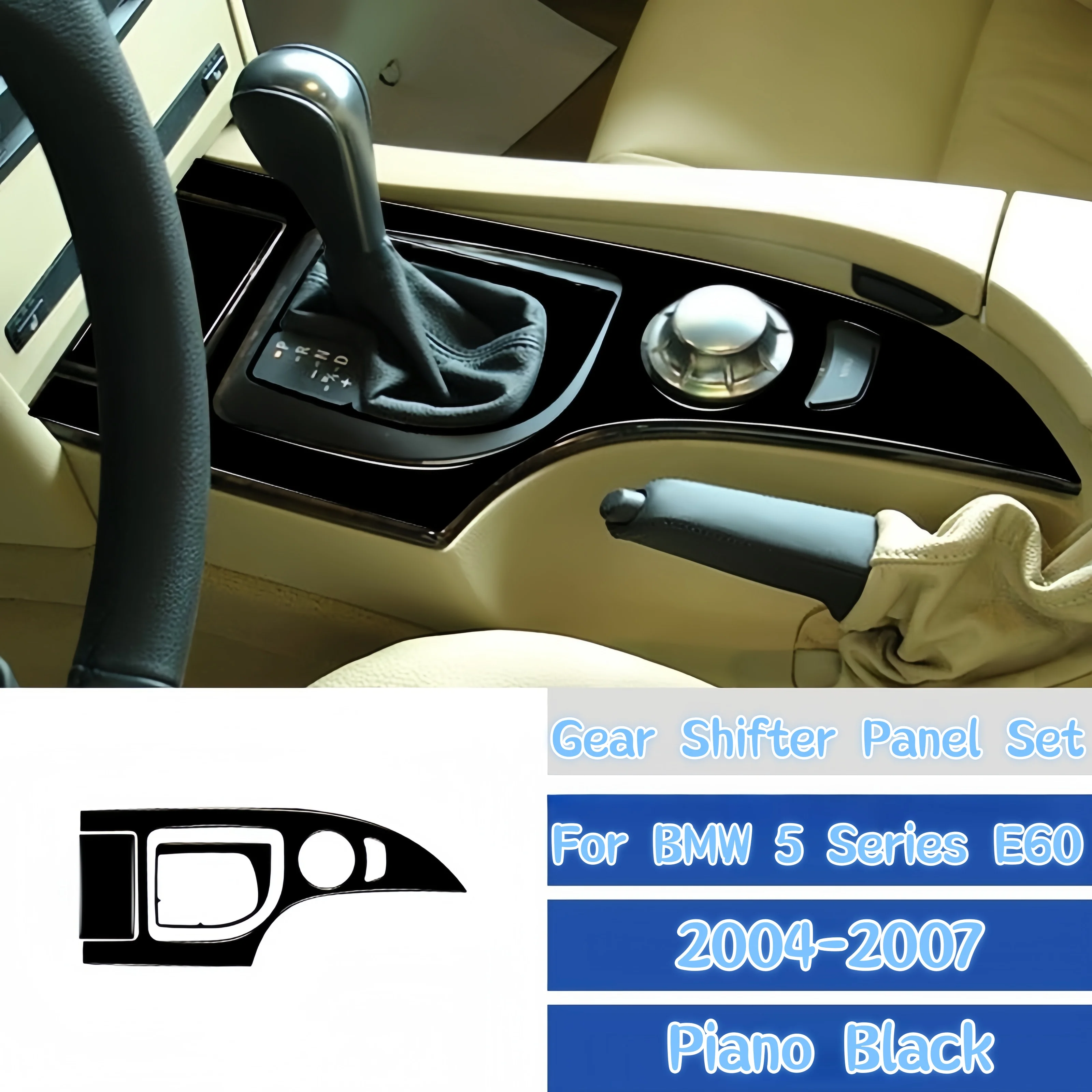 

For BMW 5 Series E60 2004-2007 Piano Black Car Interior Central Console Gear Shifter Panel Trim Cover Decor Sticker Auto Zubehör