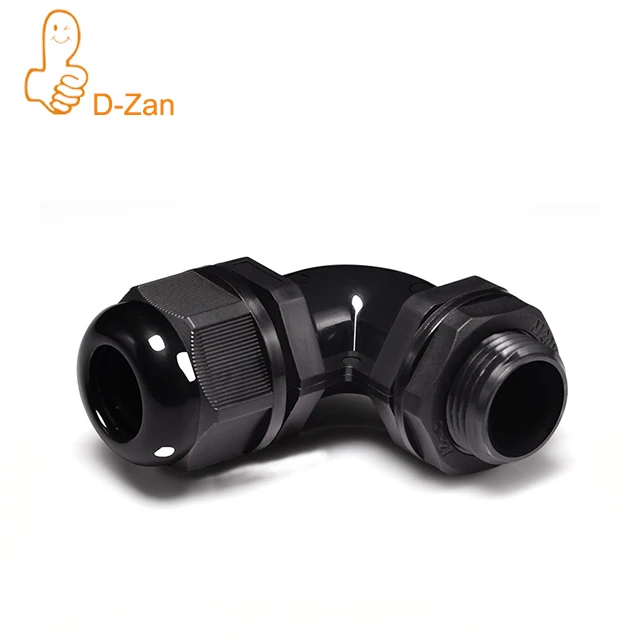 M16 Cable Gland, 90 Degree Waterproof IP68 Nylon Joint Adjustable Locknut for 6mm-10mm Dia Cable Wire