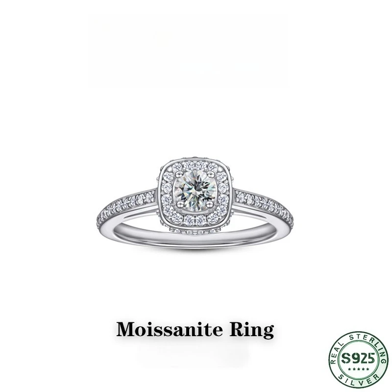 Hot selling ring accessories with personalized Mozambique diamonds s925 silver ring square diamond ring wedding jewelry