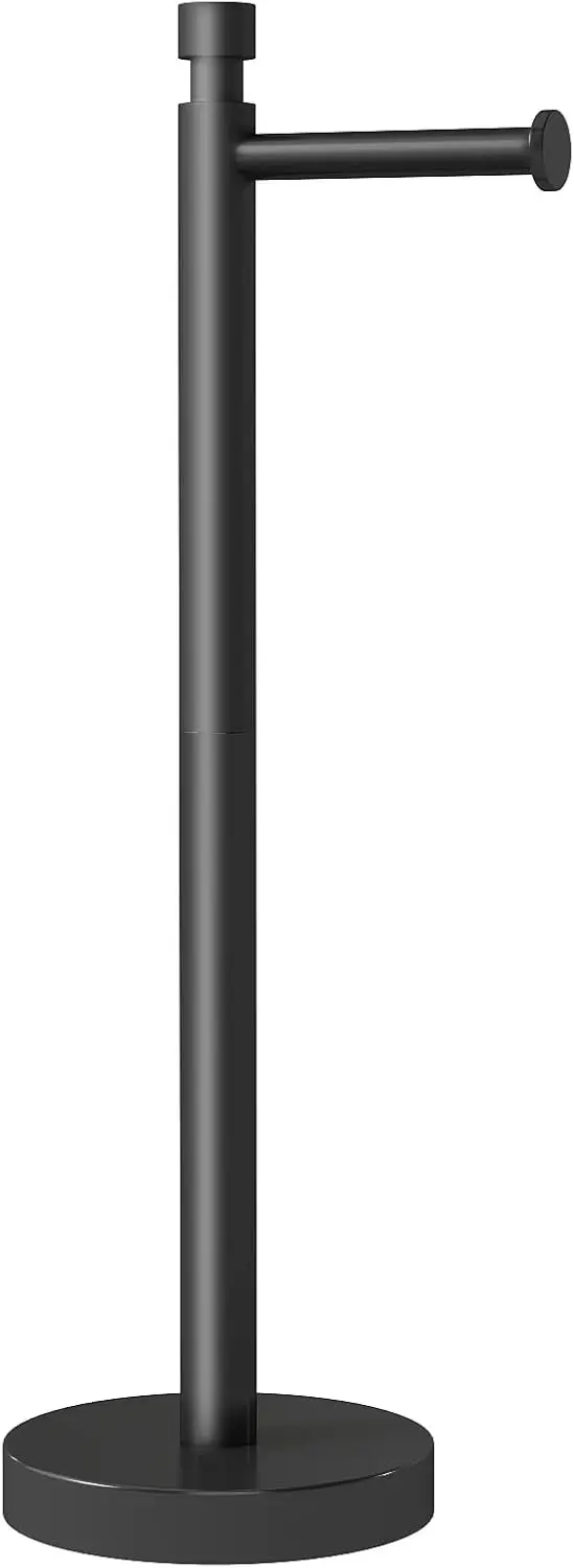 

Toilet Paper Holder Stand Freestanding, Weighted and Sturdy Matte Black Stainless Steel Design with Non-Slip Cap, Rustpro