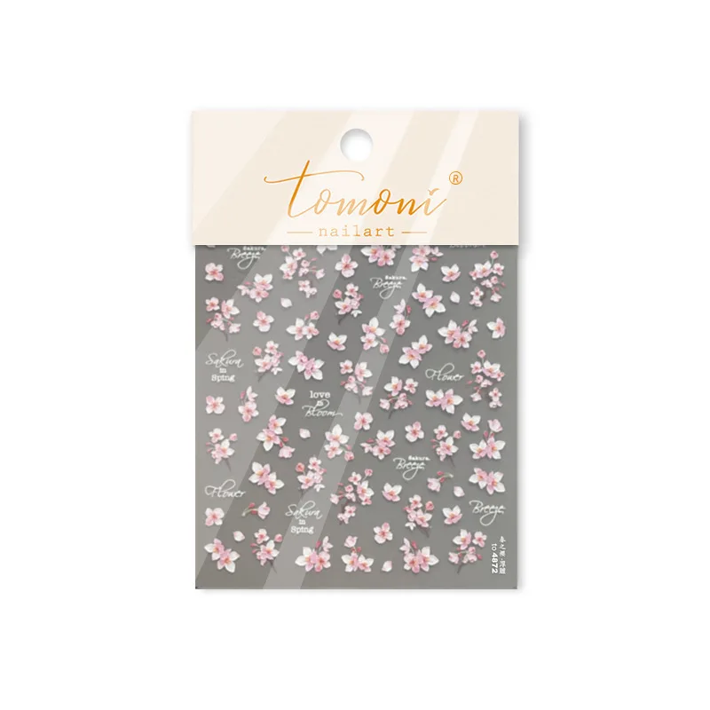 [Miauw.sensei]tomoniEmbossed Nail Sticker Populaire Japanse Briefpapier Retro Nail Sticker Lente Cherry Nail Ornament Stickers