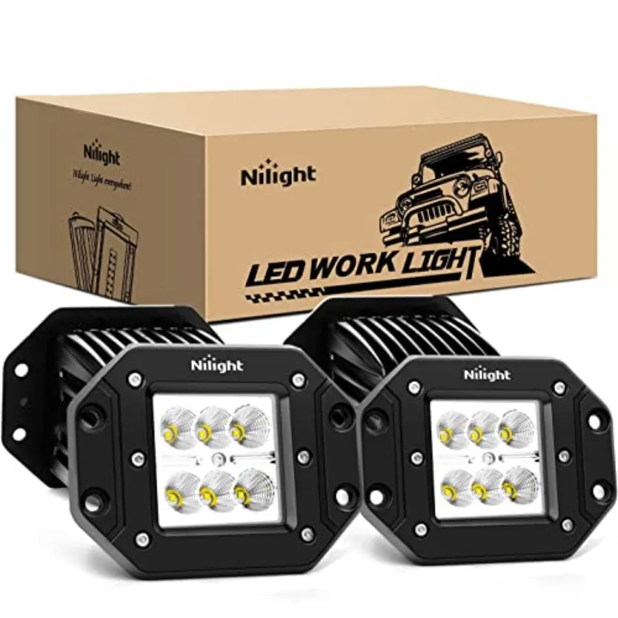 

LED Pods 4PCS 18W Flood Flush Mount LED Work Light Driving Lights Led Light Bar Off Road Fog Lights for Jeep Truck Tacoma Bumpe