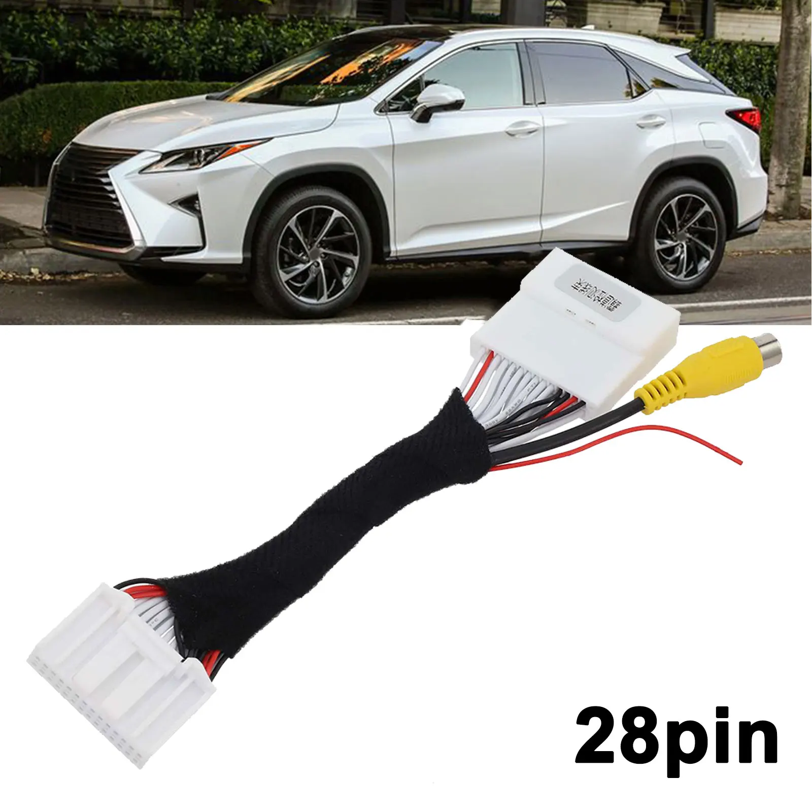 Cabo de conexão para câmera de ré, linha de fonte de alimentação de câmera, cabo adaptador de 28 pinos para toyota e lexus, acessório eletrônico de carro