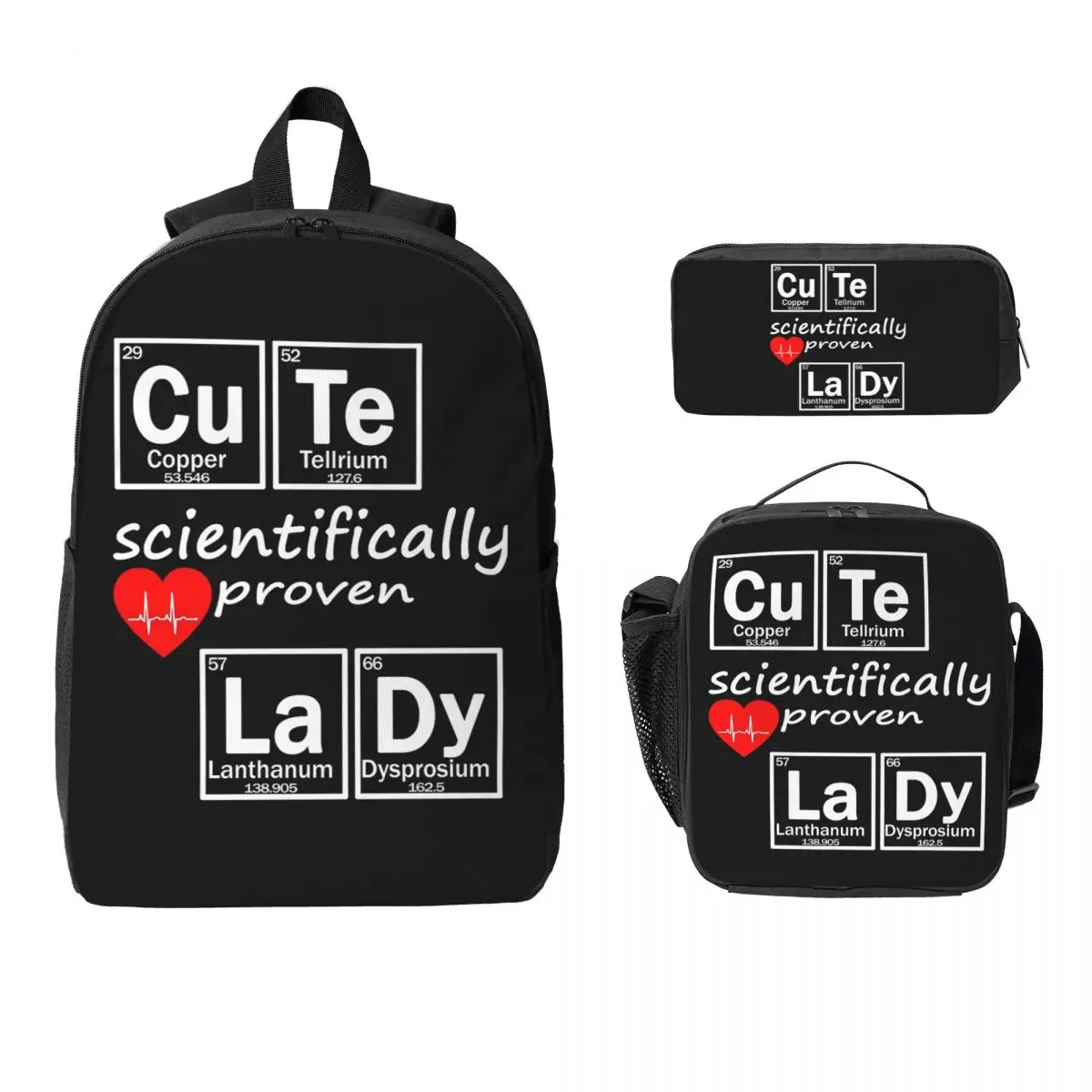 Elements Periodic Table Science Chemistry Backpack  BookBag School Bag Shoulder Bags 3ps Insulated Lunch Bag Pencil Case