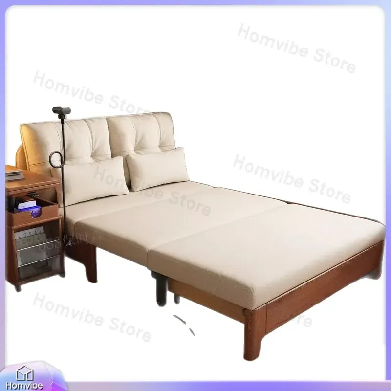 Folding Sofa Bed Dual Purpose Retractable for Small Apartment Multi Functional Living Room Foldable Double Storage Solid Wood