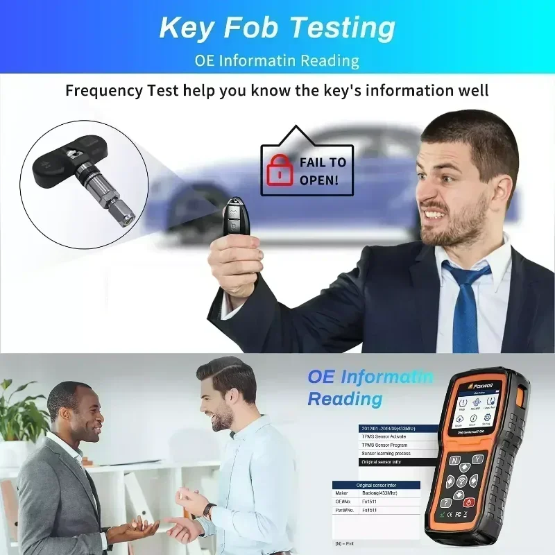 Foxwell T1000 TPMS Tool learning for 98%Sensors Programming  RF Key FOB Tire Pressure Monitoring System Auto Tester PK TS601