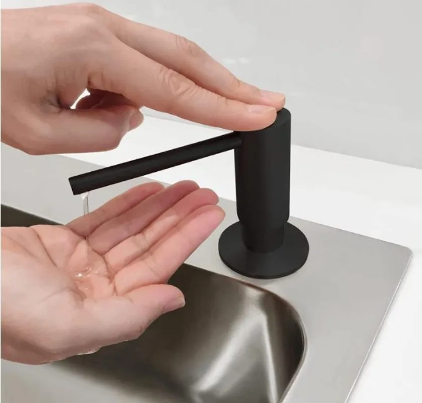Kitchen Sink Soap Dispenser, Solid Brass Press Hand Pump 500ml Built-in Liquid Soap Dispenser for Kitchen Counter