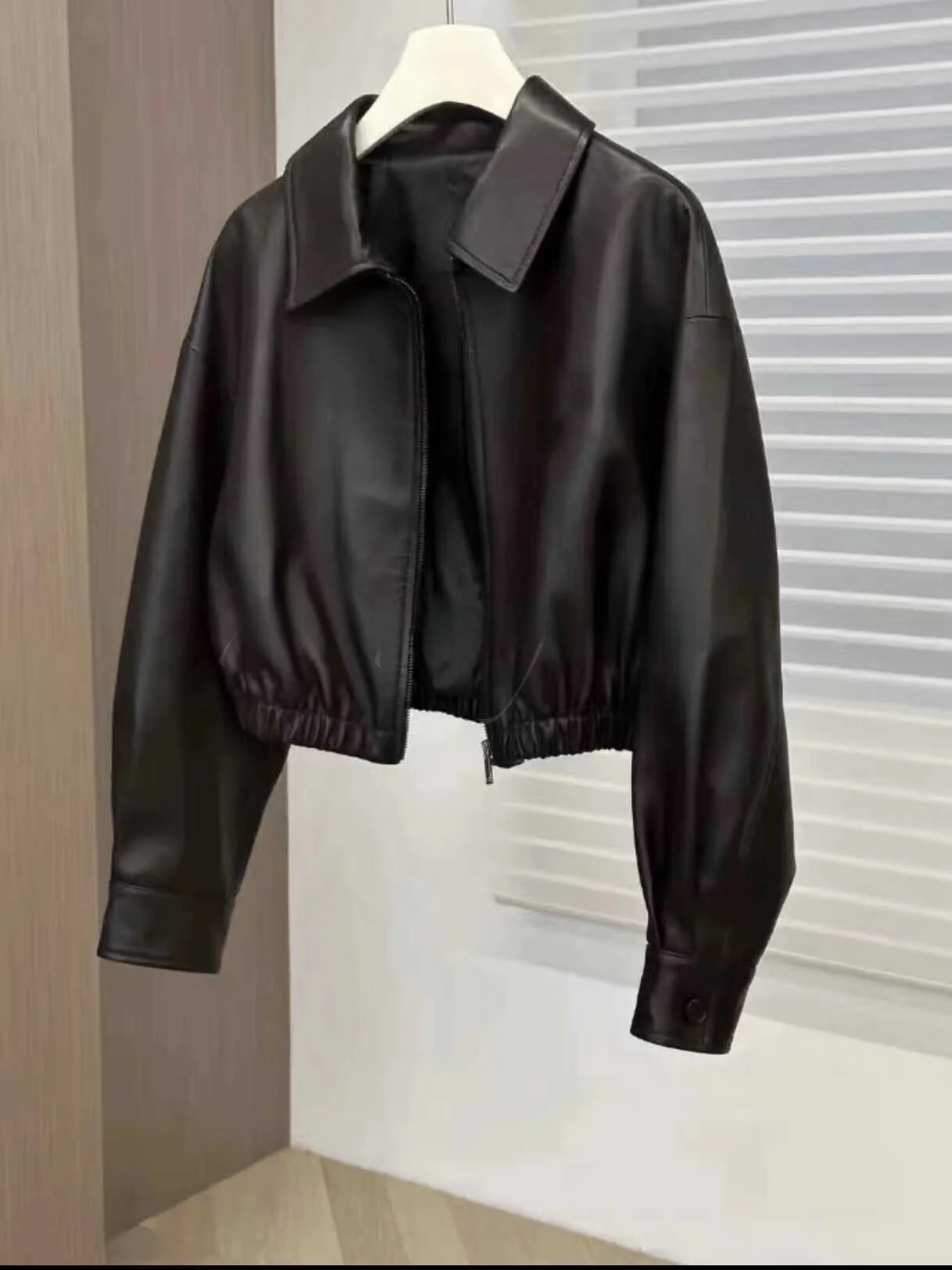 

Bla Lamb Leather Jaet Square Collar Anti-Aging Genuine Leather Women's Faion Autumn Winter New Sle Commute Sle or...