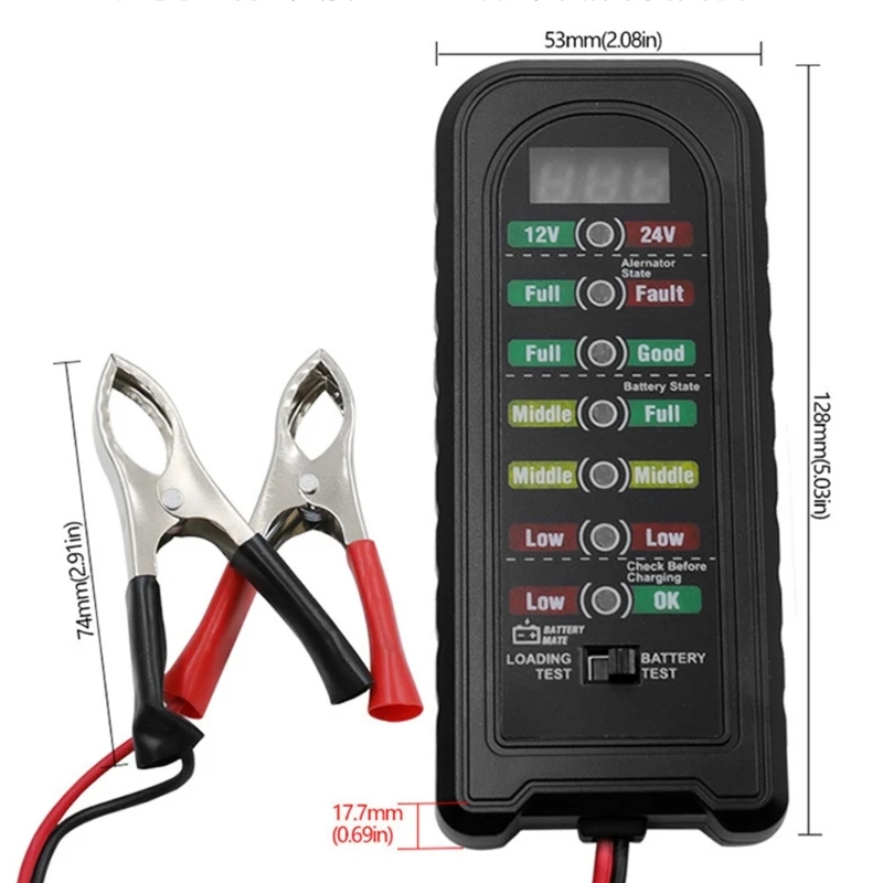 Vérificateur batterie à affichage LED 12V 24V, testeur batterie voiture, outils Diagnostic d'alternateur, détecteur