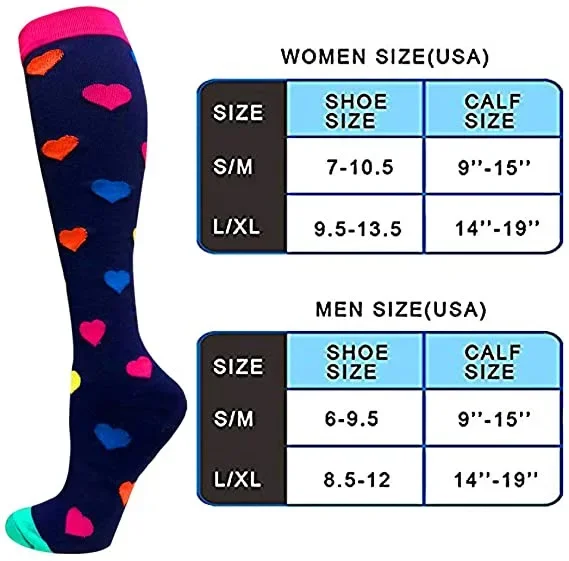 Calcetines de compresión elásticos para hombre y mujer, medias de pierna bonita para enfermera, trotar, escalada, ciclismo, ejercicio