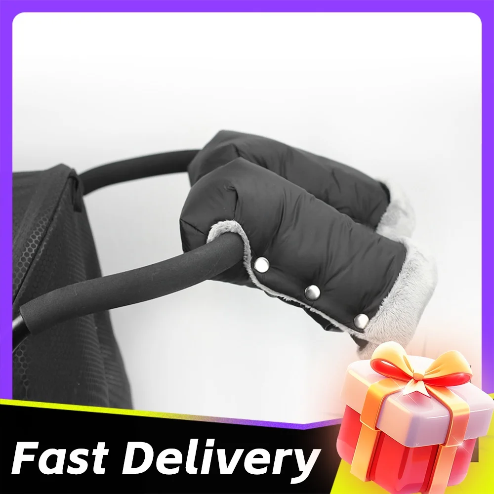 Pushchair Thermal Gloves Waterproof Stroller Muff Gloves Windproof Plush Push Cart Gloves Thickened Stroller Accessories