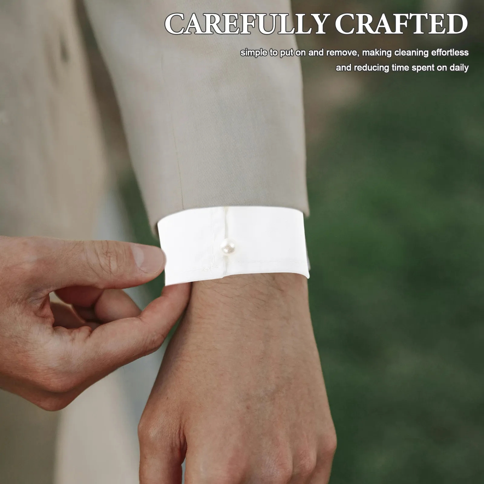 2Pairs Fake Sleeve Cuffs Decorative Shirt Cuff Accessories Classic White Detachable Puff Sleeves for Business Interview Meeting