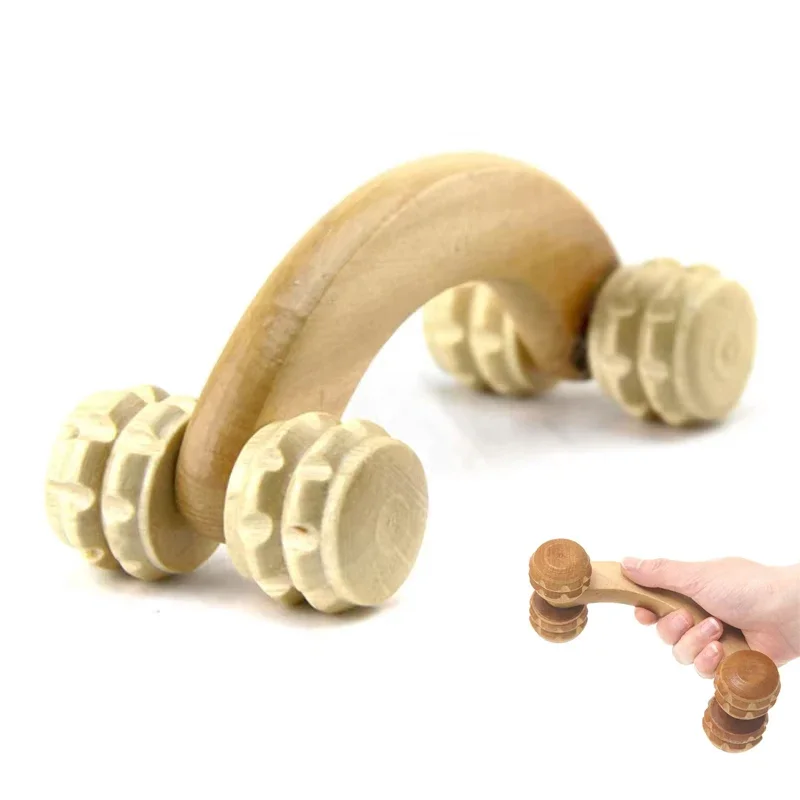 Rodillo de masaje de madera de mano, tejido de terapia de madera para calmar el cuello, tallado corporal, dragado meridiano, pérdida de peso, se puede usar