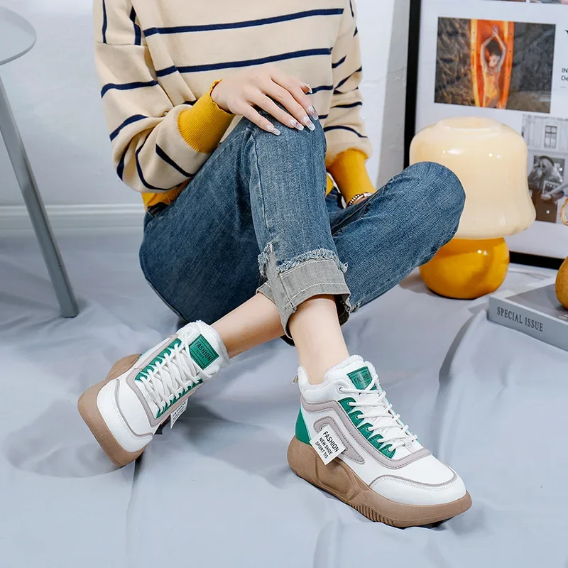 

High Quality Women Fashion Sneakers New Boots Woman Platform Shoes Casual Loafers Ladies Snow Boots Autumn Winter Warm Female