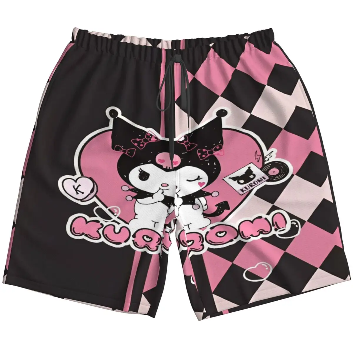 Kawaii Kuromi Board Shorts For Men Beach Shorts Vacation Hawaii Surf Trunks