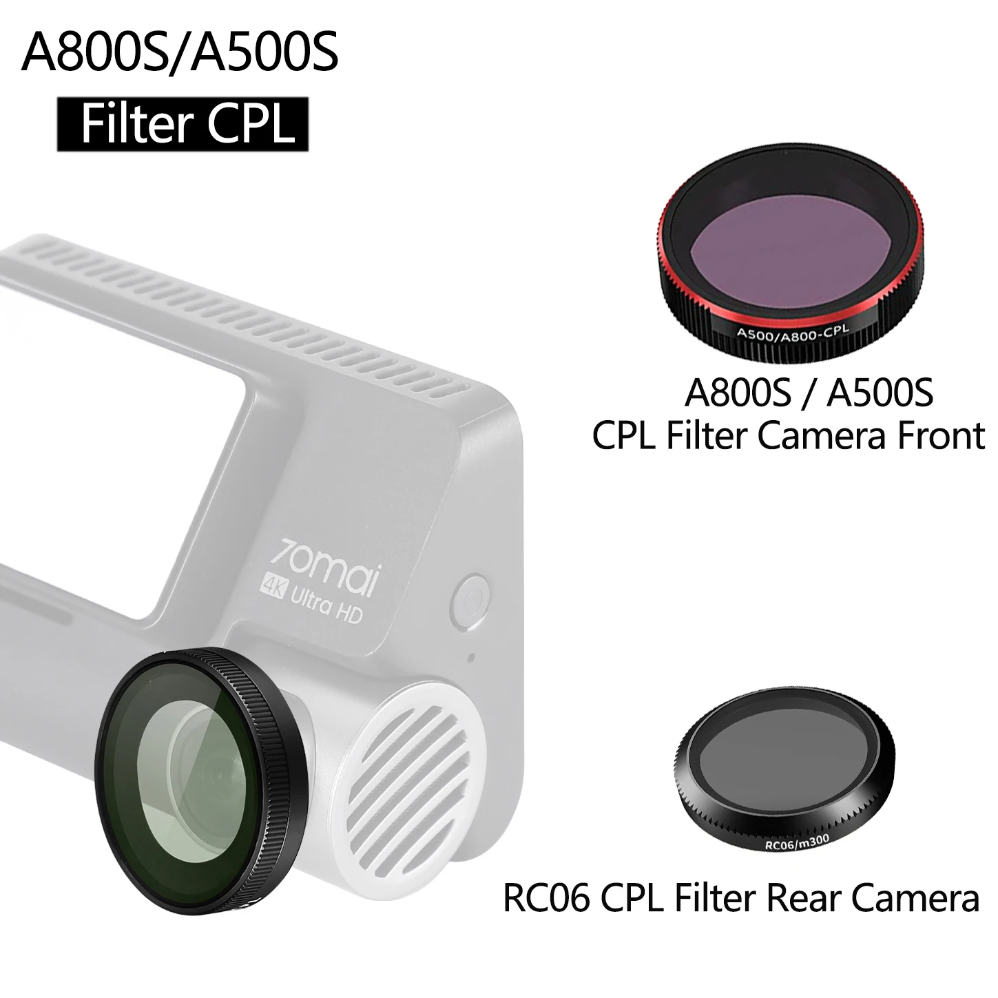 for 70mai Dash Cam A800s CPL Polarizing  for 70mai pro plus+ A500s or RC06 Rear camera CPL Filter for 70mai A800s Static Sticker