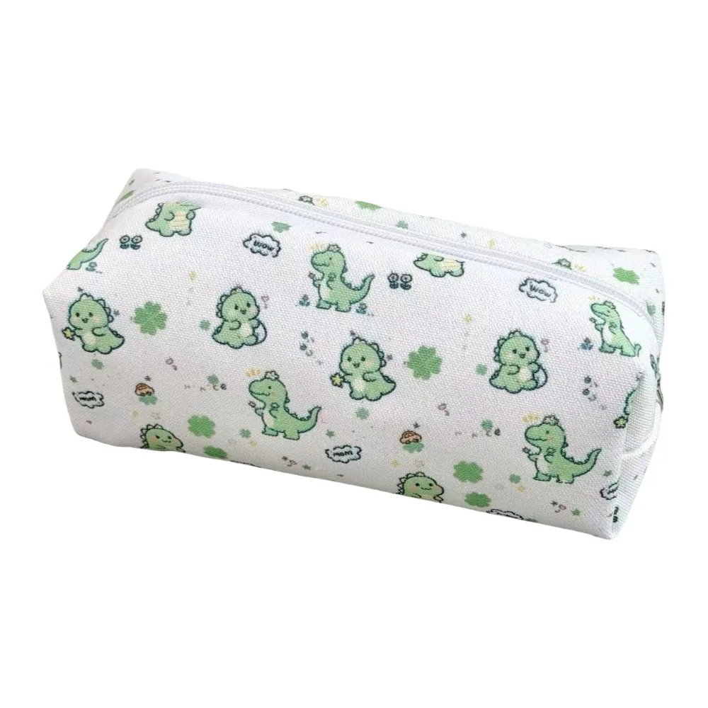 Dinosaur Pattern Dinosaur Pencil Case Metal Zipper Large Capacity Zipper Pencil Pouch Rectangular Shape Cute Style