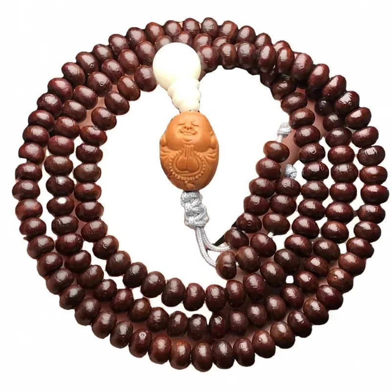 Tibetan Buddhism 108 Purple Golden Bowl Bodhi Seeds Men and Women Bead Bracelet Olive Nut Happy Buddha Pendant Necklace