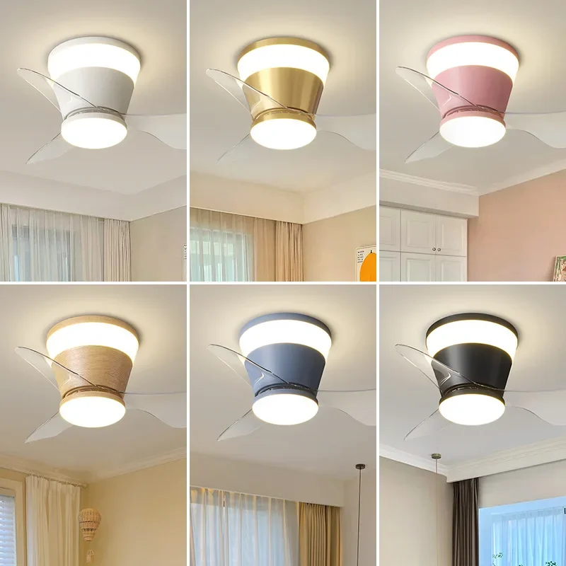 New Mini Ultra-Thin Ceiling Fan Light Balcony Hallway Porch Changing Room Narrow Space Variable Frequency Ceiling Fan  Light